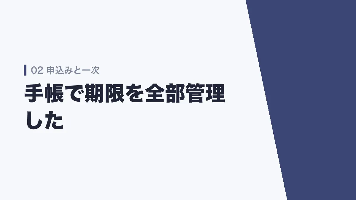 申込みから一次試験まで