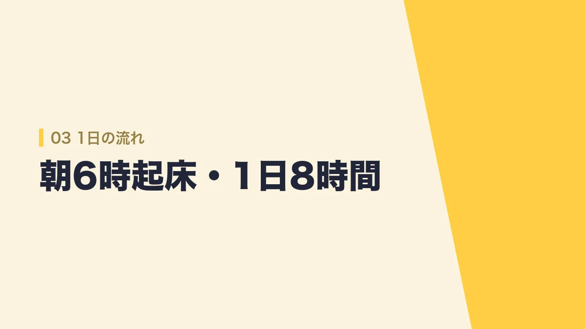 浪人中は朝6時起床で1日8時間勉強したことを示すバナー画像